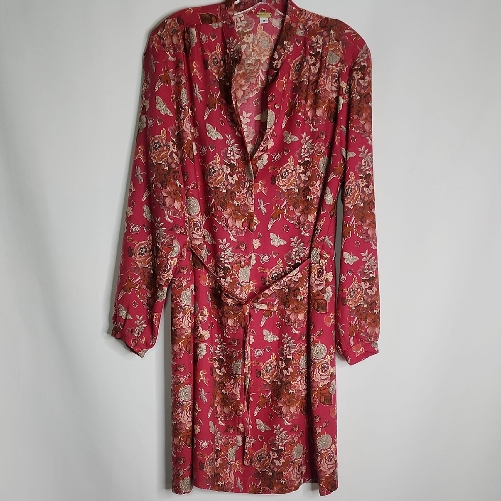 MERCY Liberty Print Wool Pink Floral Shirtdress